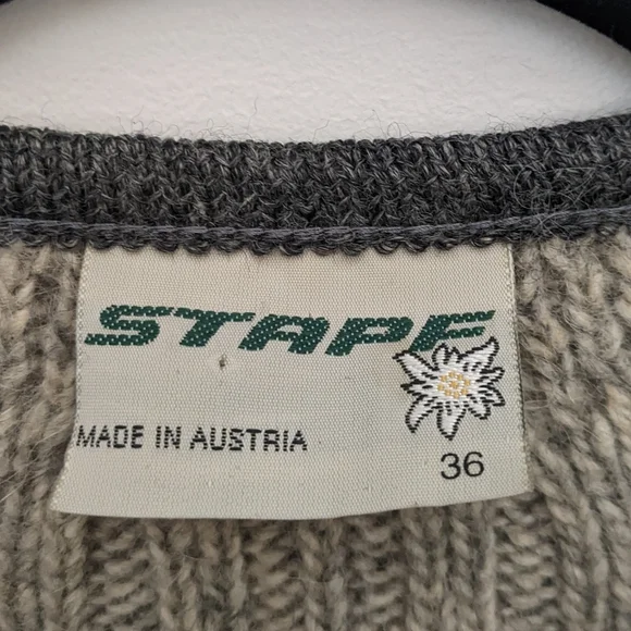 Stapf Boiled Mohair Wool Cable Knit Gray Button Front Cardigan Size 36 Small - Picture 4 of 6